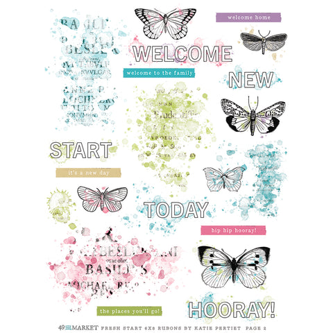 49 & Market - Fresh Start - Rub-on Transfer Set