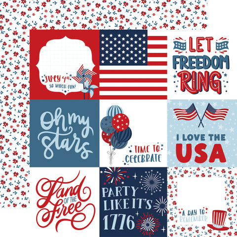 Echo Park - Stars And Stripes - 12x12 Single Sheet / 4x4 Journaling Cards