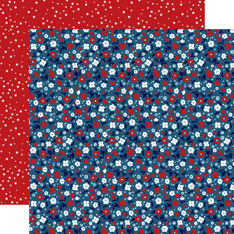 Echo Park - Stars And Stripes - 12x12 Single Sheet / Flowers For The Fourth