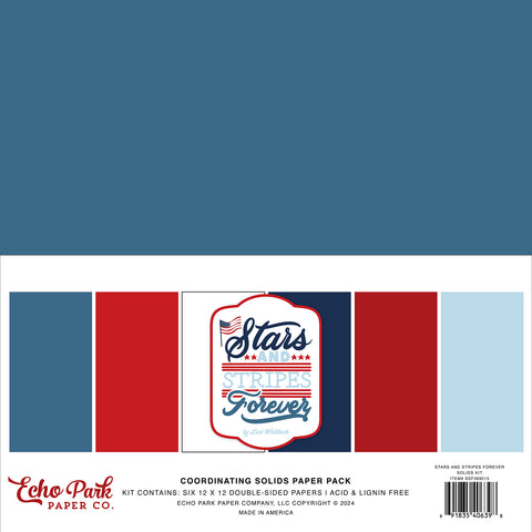 Echo Park - Stars And Stripes - 12x12 Coordinating Solids Kit