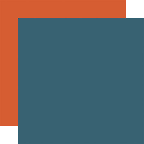 Echo Park - Summer Vibes - 12x12 Single Sheet - Coordinating Solids - Blue / Dk Orange