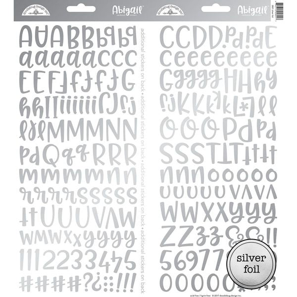 Doodlebug - Abigail Alphabet Stickers - Silver Foil