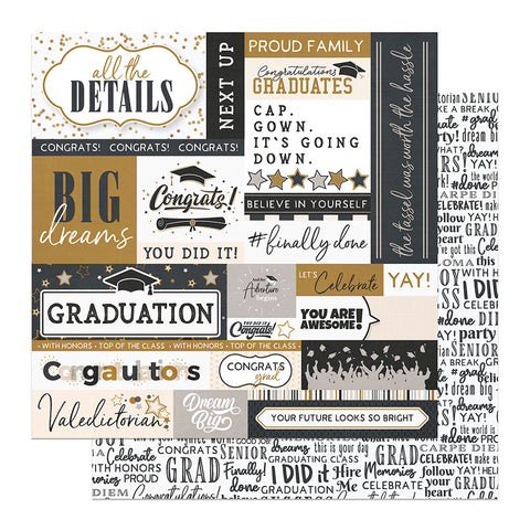 Photo Play - The Graduate - 12x12 Single Sheets - All The Details
