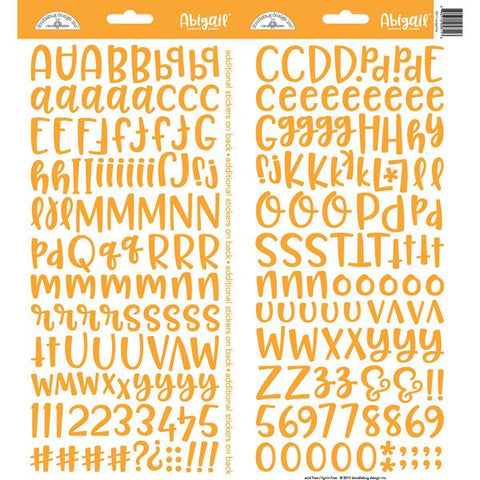 Doodlebug - Abigail Alphabet Stickers - Tangerine