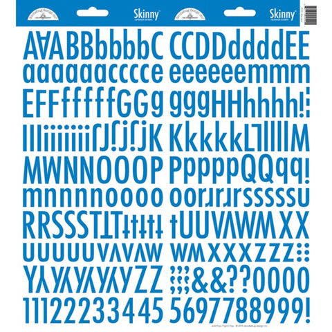 Doodlebug - Skinny Alphabet Stickers - Blue Jean