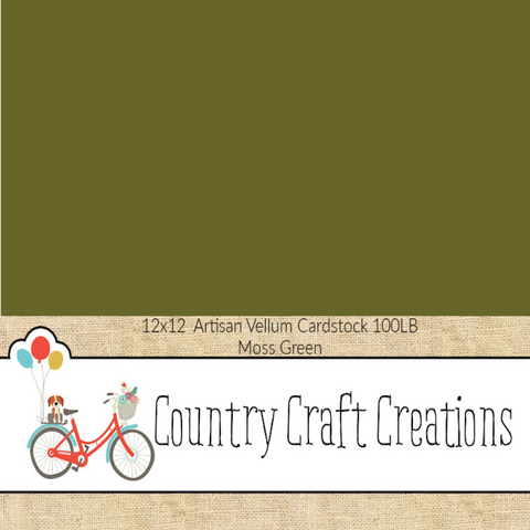 Artisan Cardstock - Vellum Moss Green 100lb / 12x12 Single Sheets
