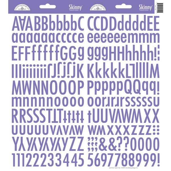 Doodlebug - Skinny Alphabet Stickers - Lilac