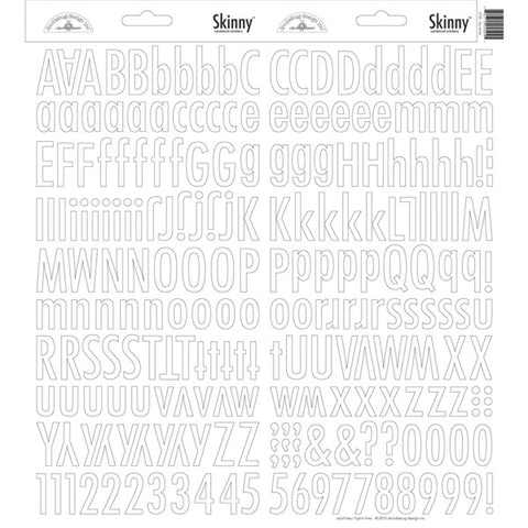 Doodlebug - Skinny Alphabet Stickers - Lily White