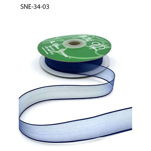 Ribbon - 3/4 Inch Soft Sheer Ribbon with Thin Solid Edge - Navy