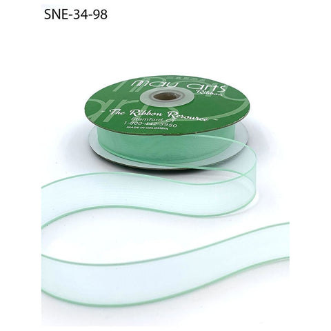 Ribbon - 3/4 Inch Soft Sheer Ribbon with Thin Solid Edge - Mint