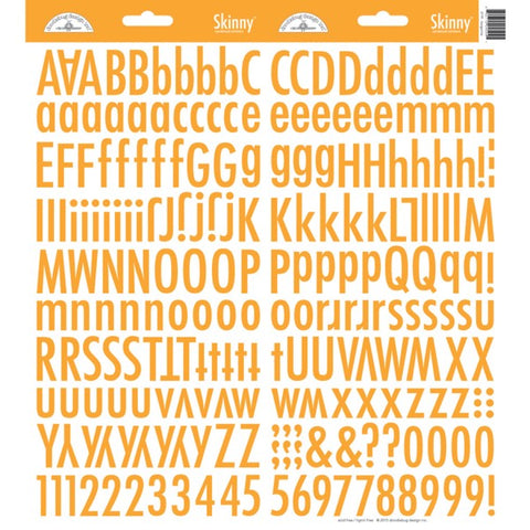 Doodlebug - Skinny Alphabet Stickers - Tangerine