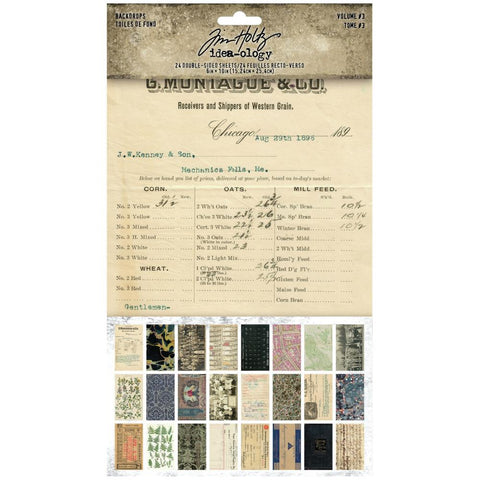 Tim Holtz - Idea-Ology - Backdrops Volume #3 - Double-Sided Cardstock 6"X10" 24/Pkg TH94247