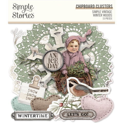 Simple Stories - Simple Vintage Winter Woods - Chipboard Clusters