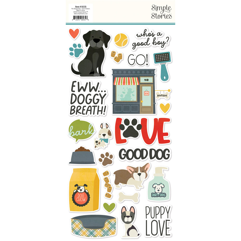 Simple Stories - Pet Shoppe / Dog - Foam Stickers