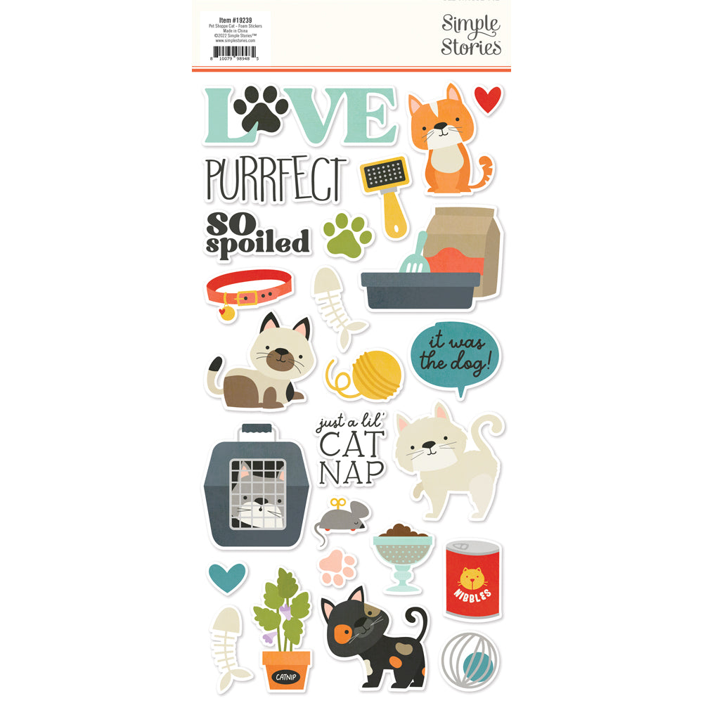 Simple Stories - Pet Shoppe / Cat - Foam Stickers