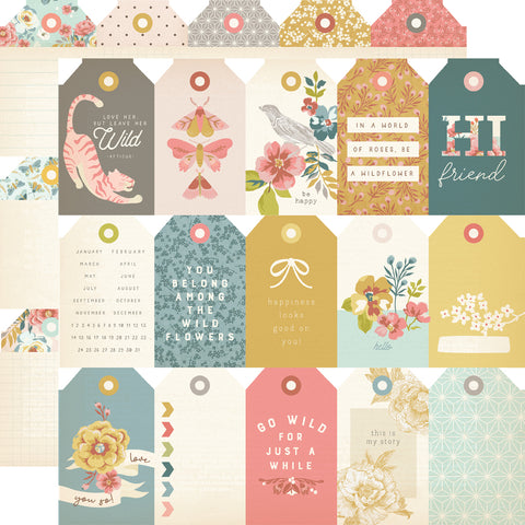 Simple Stories - Wildflower - 12x12 Single Sheet - Tag Elements