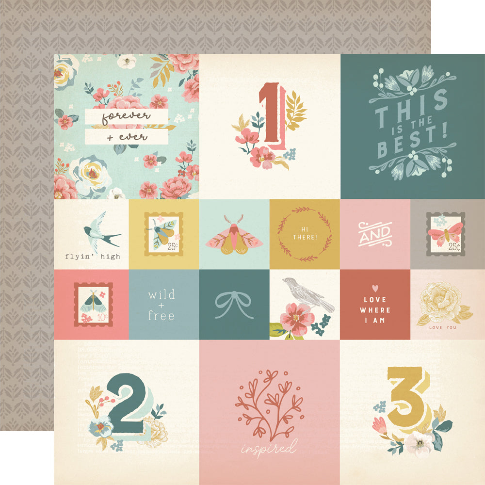 Simple Stories - Wildflower - 12x12 Single Sheet - 2x2/4x4 Elements