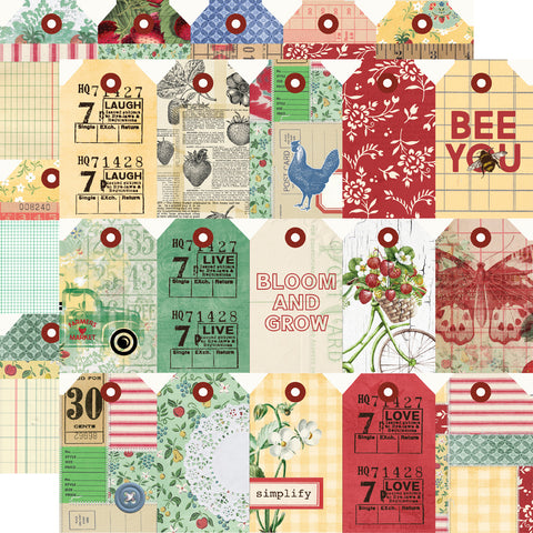 Simple Stories - Simple Vintage Berry Fields - 12x12 Single Sheet - Tag Elements