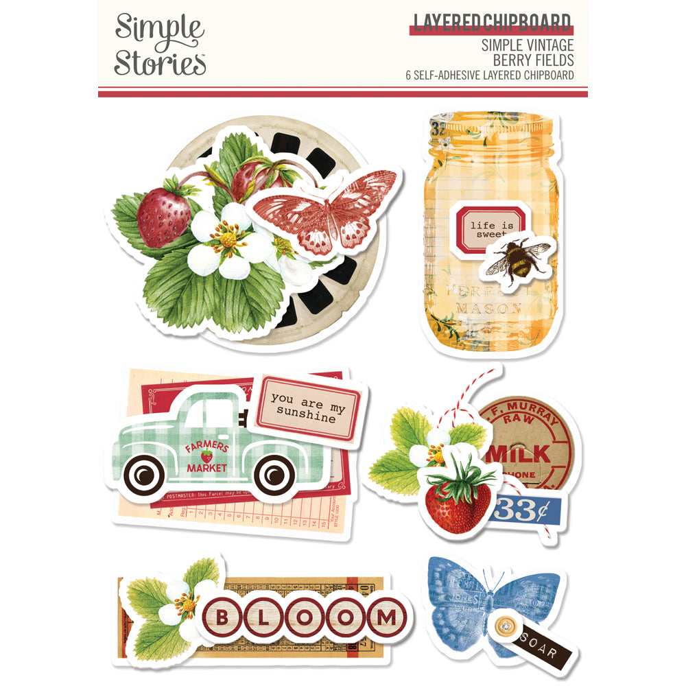 Simple Stories - Simple Vintage Berry Fields - Layered Chipboard