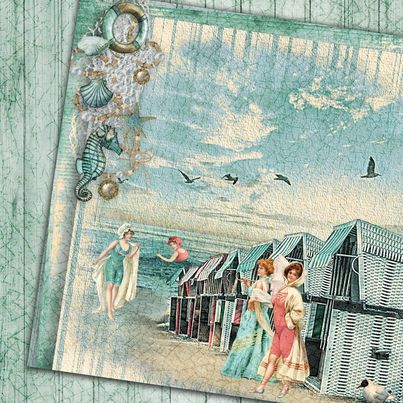 Country Craft Creations - By The Seaside - 8x8 - Cotton Bristol