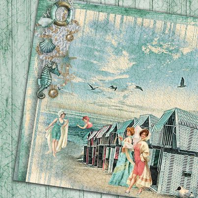 Country Craft Creations - By The Seaside - 8x8 - 28 Sheets - Cotton Bristol