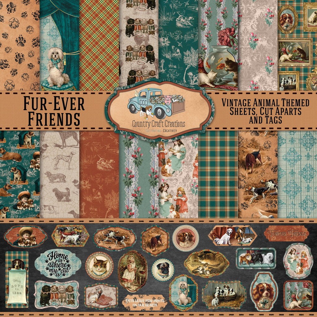 Country Craft Creations - Fur-Ever Friends - 8x8 - 28 Sheets - Cotton Bristol