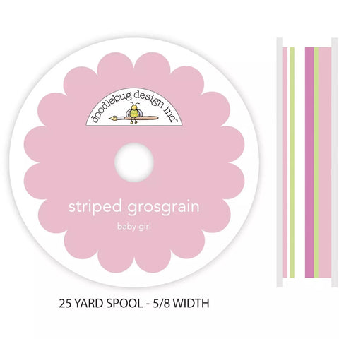 Ribbon - Doodlebug - Baby Girl Striped Grosgrain 5/8"