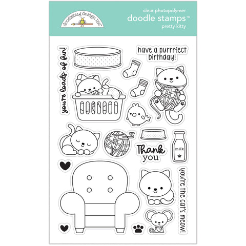 Doodlebug - Pretty Kitty - Doodle Stamps / 7614 (Pairs with the Doodle Cuts 7615)