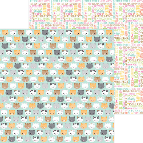 Doodlebug - Pretty Kitty - 12x12 Single Sheets - Here Kitty Kitty / 7630