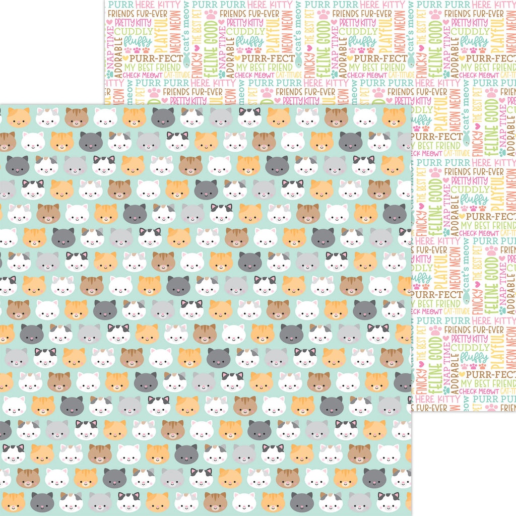 Doodlebug - Pretty Kitty - 12x12 Single Sheets - Here Kitty Kitty / 7630