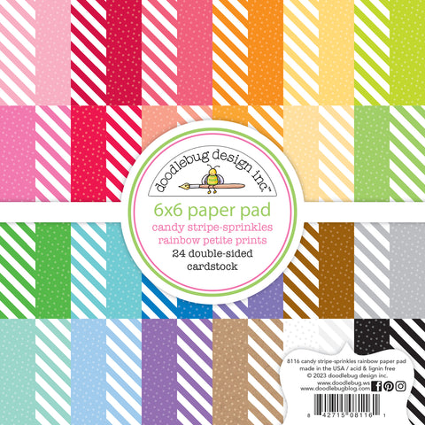 Doodlebug - Candy Stripe-Sprinkles Rainbow Petite Prints - 6x6 Paper Pad / 8116
