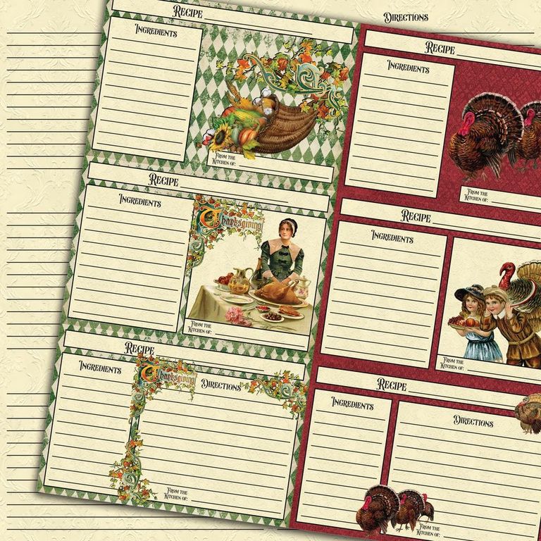 Country Craft Creations - Bountiful Blessings Recipe Cards - Sheet B 12x12  - Cotton Bristol