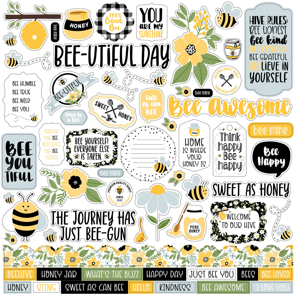 Echo Park - Bee Happy - 12x12 Element Sticker Sheet