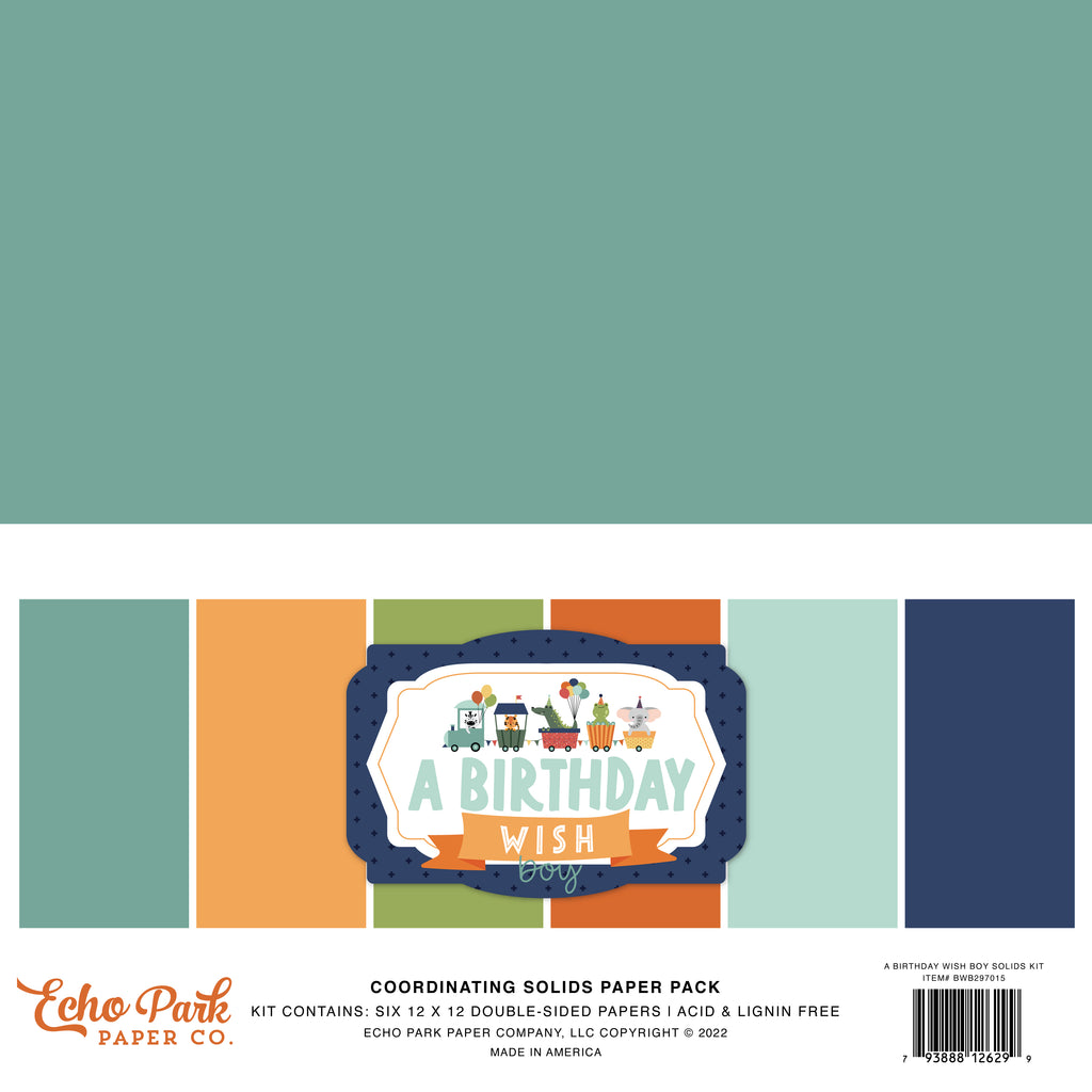 Echo Park - A Birthday Wish Boy - 12x12 Coordinating Solids Kit