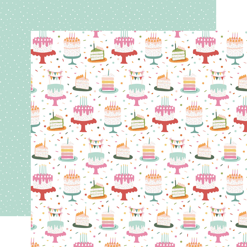 Echo Park - A Birthday Wish Girl - 12x12 Single Sheet / Birthday Girl Cake