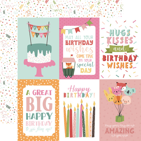 Echo Park - A Birthday Wish Girl - 12x12 Single Sheet / 4x6 Journaling Cards