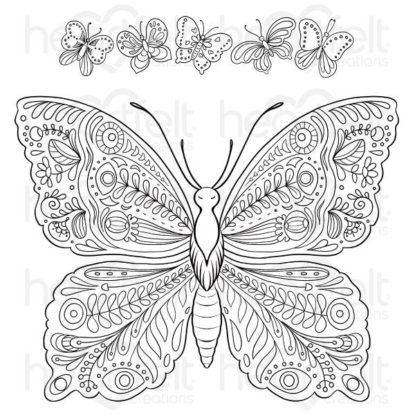 Heartfelt Creations - Floral Butterfly / Large - Cling Stamp/3951*