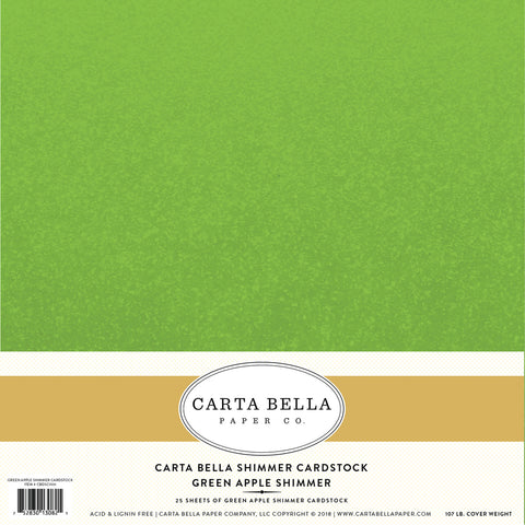 Carta Bella - Shimmer Cardstock 12 x 12 Single Sheets / Green Apple