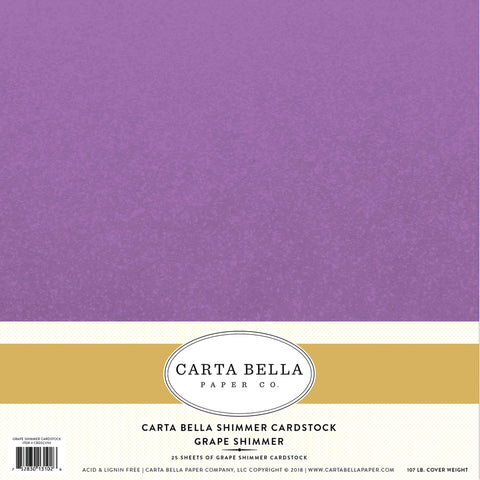 Carta Bella - Shimmer Cardstock 12 x 12 Single Sheets / Grape