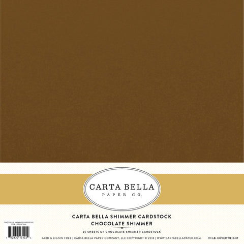 Carta Bella - Shimmer Cardstock 12 x 12 Single Sheets / Chocolate