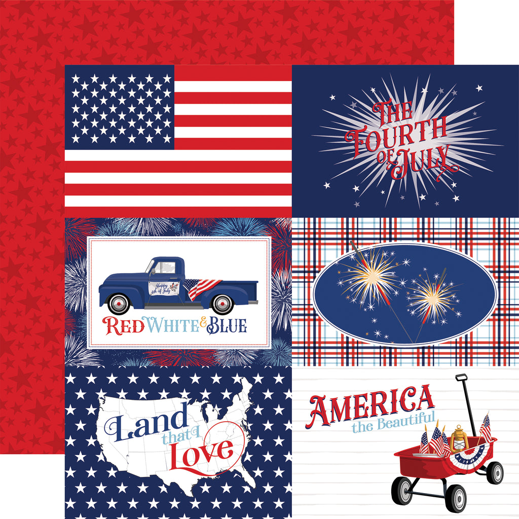 Carta Bella - The Fourth of July - 12x12 Single Sheet / 6x4 Journaling Cards