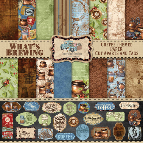 Country Craft Creations - What's Brewing - 8x8 - Cotton Bristol