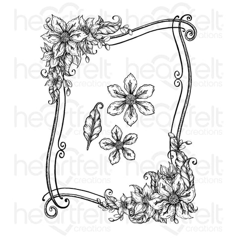 Heartfelt Creations - Curvy Floral Frame - Cling Stamp**