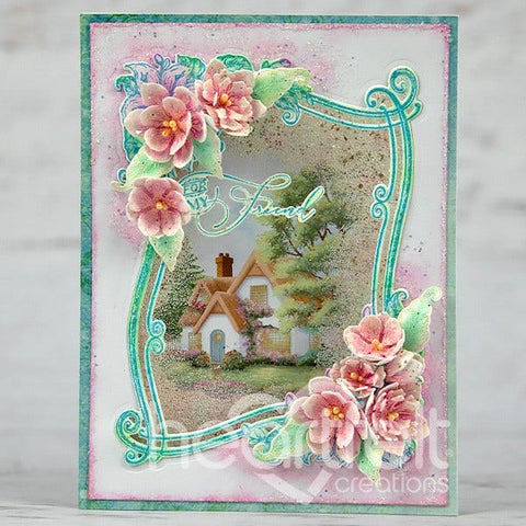 Heartfelt Creations - Curvy Floral Frame - Cling Stamp**