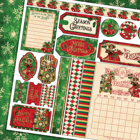 Country Craft Creations - Remember the Time Calendar Cut Apart Sheets - 12x12 - Single Sheets  - December