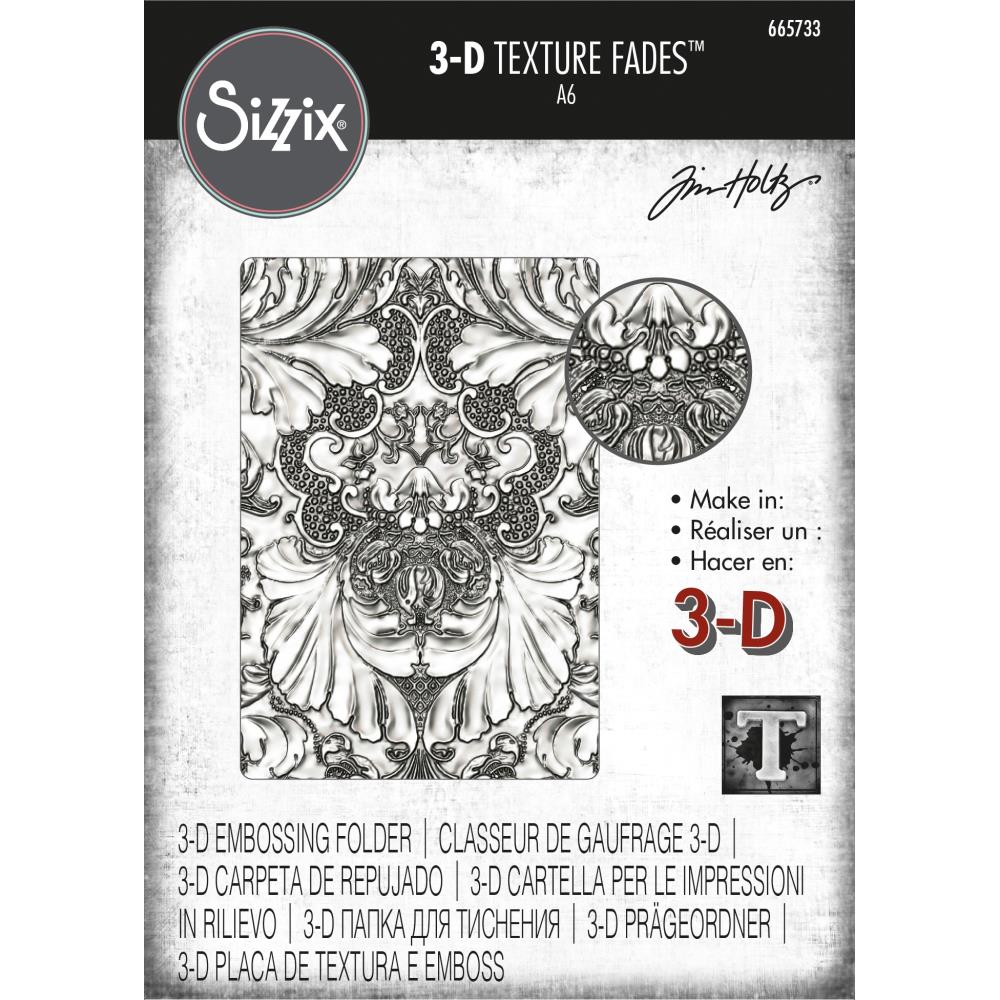 Sizzix - Embossing Folder - 3D Texture Fades Embossing Folder By Tim Holtz / Damask