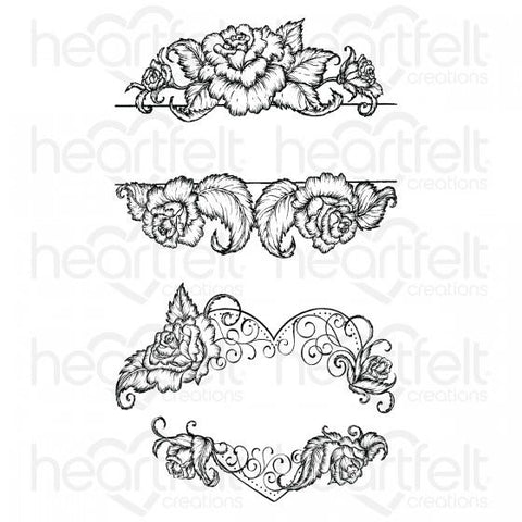 Heartfelt Creations - Floral Banners - Stamp Set - Elegant Rose Banner / 3968**