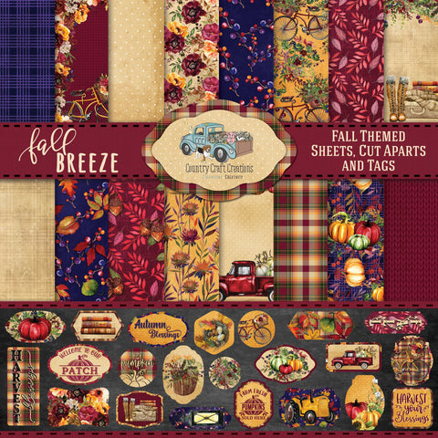 Country Craft Creations - Fall Breeze - 28 8x8 sheets  - Cotton Bristol