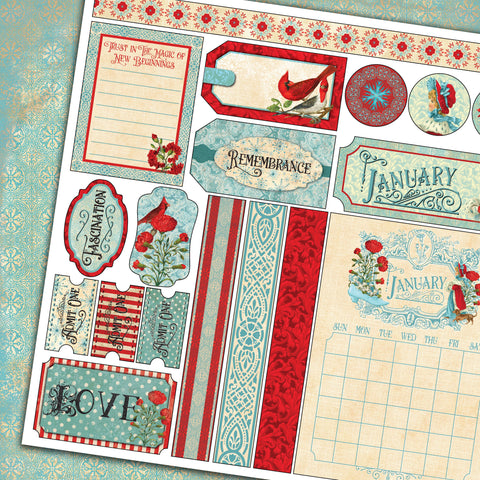 Country Craft Creations - Remember the Time Calendar Collection - 12x12 - Cotton Bristol