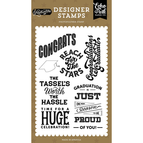 Echo Park - Graduation - 4x6 Stamp Set - Huge Celebration